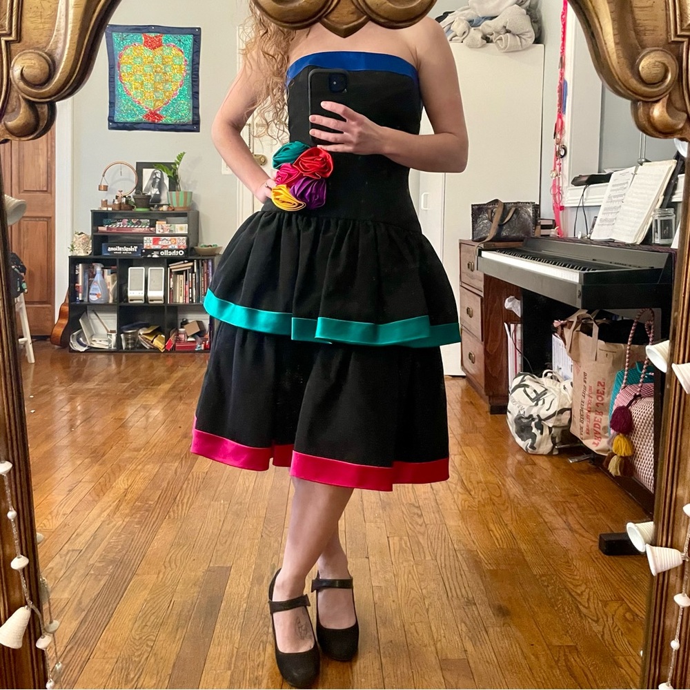 80s A.J. Bari Strapless Dress